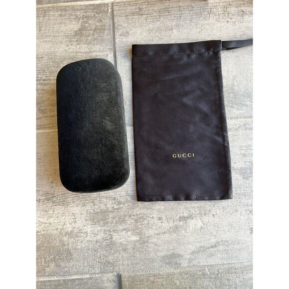 GUCCI Sunglass Eyeglass Case Black Velvet Clamshell Eyewear w/ Silk Pouch NEW - Picture 2 of 7